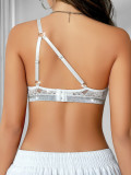 Women's One-Shoulder Lace See-Through Push-Up Bra