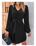 Women's Spring/Autumn Chic Solid Color Long Sleeve Dress