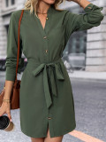 Women's Autumn Solid Long Sleeve Dress