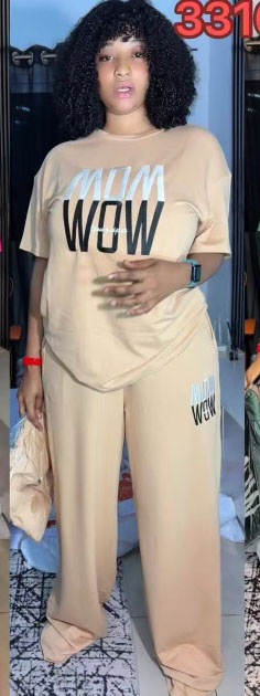 Women's Letter Printed Casual Two Piece Pants Set