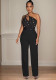 Women's Fashion Studded Straps Cut-Out Wide-Leg Jumpsuit