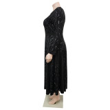 Plus Size Women's Autumn Chic Slim Waist Maxi Dress