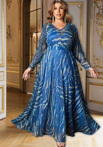 Plus Size Women's Autumn/Winter Chic Satin A-line Maxi Dress