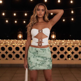 Women's Solid Color Beaded Sequin Low-Waist Bodycon Cocktail Skirt