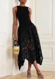 Women's Spring/Autumn Patchwork Sleeveless Zippered Holiday Party Dress