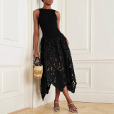 Women's Spring/Autumn Patchwork Sleeveless Zippered Holiday Party Dress