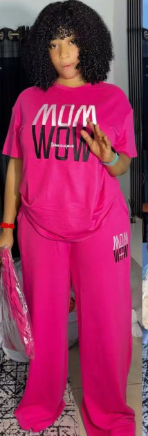 Women's Letter Printed Casual Two Piece Pants Set