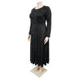Plus Size Women's Autumn Chic Slim Waist Maxi Dress