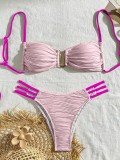 Women Color Block Sexy Tie-Up Bikini Swimwear
