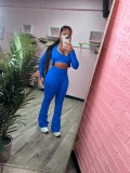 Women Fall Sporty Casual Solid Long-Sleeved Top and Tank Three-Piece Pants