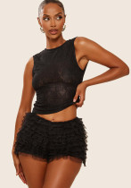 Women Lace Vest and Shorts Two-Piece Set