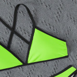 Women Color Block Halter Neck Sexy Bikini Beach Swimwear