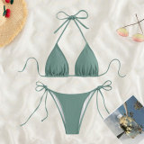 Women Solid Tie-Up Sexy Bikini Two Pieces Swimwear
