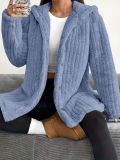 Women Autumn/Winter Solid Long-Sleeve Hooded Furry Jacket