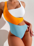 Women Sexy Color Block Bikini One-Piece Swimwear