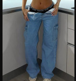 Women stretch solid casual multi-pocket cargo pant