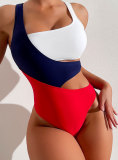 Women Sexy Color Block Bikini One-Piece Swimwear