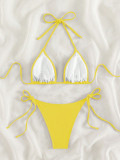 Women Solid Tie-Up Sexy Bikini Two Pieces Swimwear