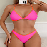 Women Color Block Halter Neck Sexy Bikini Beach Swimwear