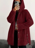 Women Autumn/Winter Solid Long-Sleeve Hooded Furry Jacket