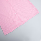 Women spring plaid long-sleeved top and shorts pajamas two-piece set