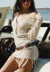 Women Casual Beach Holidays Sexy Hollow-Out Long-Sleeve Knitting Beach Bodycon Mini Dress