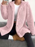 Women Autumn/Winter Solid Long-Sleeve Hooded Furry Jacket