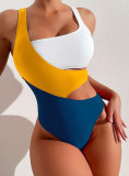Women Sexy Color Block Bikini One-Piece Swimwear