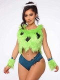 Halloween/Christmas Sexy Role-Playing Green Monster Strapless Two-Piece Set