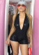 Women Pu-Leather Halter Neck Backless Sexy Hollow-out Romper