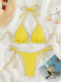 Women Solid Tie-Up Sexy Bikini Two Pieces Swimwear