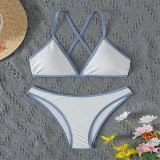Women Color Block Halter Neck Sexy Bikini Beach Swimwear