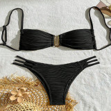Women Color Block Sexy Tie-Up Bikini Swimwear