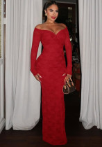 Women Autumn Sexy Off-Shoulder Long Sleeve Maxi Dress