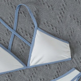 Women Color Block Halter Neck Sexy Bikini Beach Swimwear