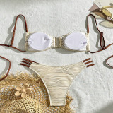 Women Color Block Sexy Tie-Up Bikini Swimwear