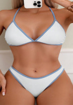 Women Color Block Halter Neck Sexy Bikini Beach Swimwear