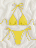 Women Solid Tie-Up Sexy Bikini Two Pieces Swimwear