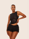 Women Lace Vest and Shorts Two-Piece Set