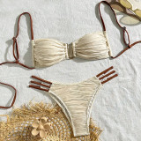 Women Color Block Sexy Tie-Up Bikini Swimwear