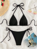 Women Solid Tie-Up Sexy Bikini Two Pieces Swimwear