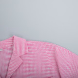 Women spring plaid long-sleeved top and shorts pajamas two-piece set