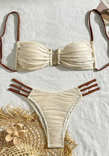 Women Color Block Sexy Tie-Up Bikini Swimwear
