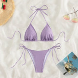 Women Solid Tie-Up Sexy Bikini Two Pieces Swimwear