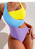 Women Sexy Color Block Bikini One-Piece Swimwear