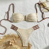Women Color Block Sexy Tie-Up Bikini Swimwear