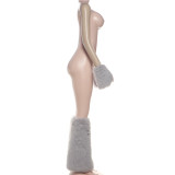 Women autumn/winter sexy Halter Neck top, skirt, sleeves, and foot covers 4-Piece Set