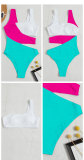 Women Sexy Color Block Bikini One-Piece Swimwear