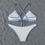 Women Color Block Halter Neck Sexy Bikini Beach Swimwear