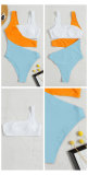 Women Sexy Color Block Bikini One-Piece Swimwear